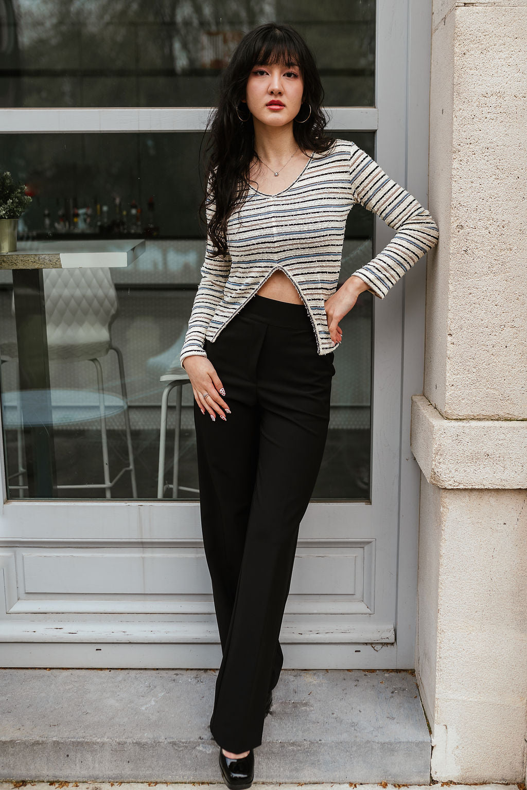 Vesdier black banding trousers